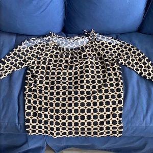 Patterned, cold shoulder blouse